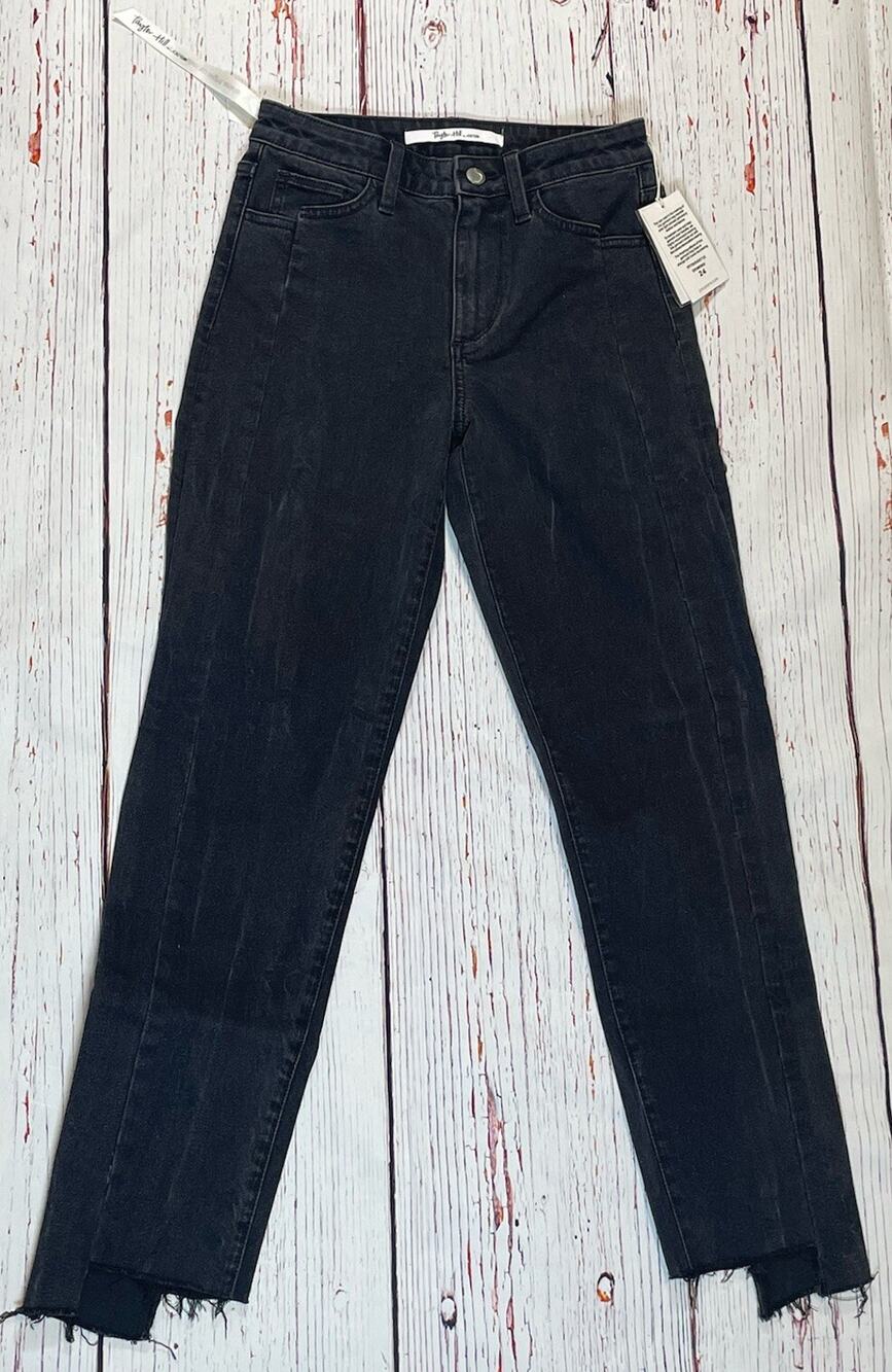 Taylor Hill By Joe’s Jean Black Women 27 Mid Rise Slim Straight Ankle Frayed NWT